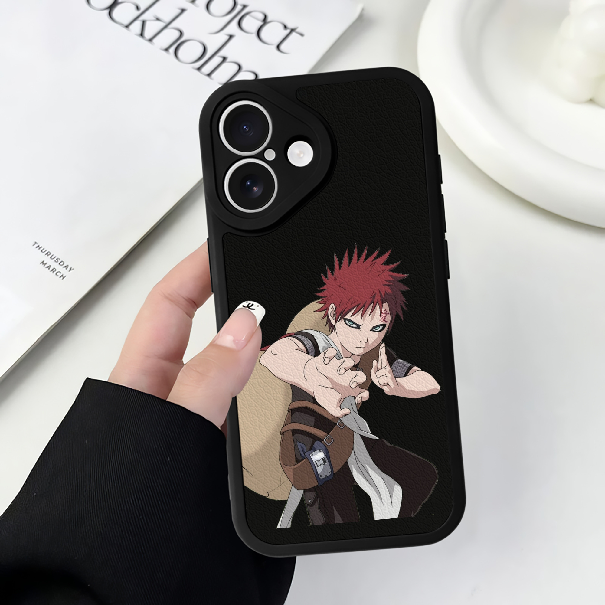 （画像用） NARUTO -ナルト- ガアラ Gaara 【iPhone 16シリーズ対応】シリコンスマホケース（レザー調） 材質：シリコン